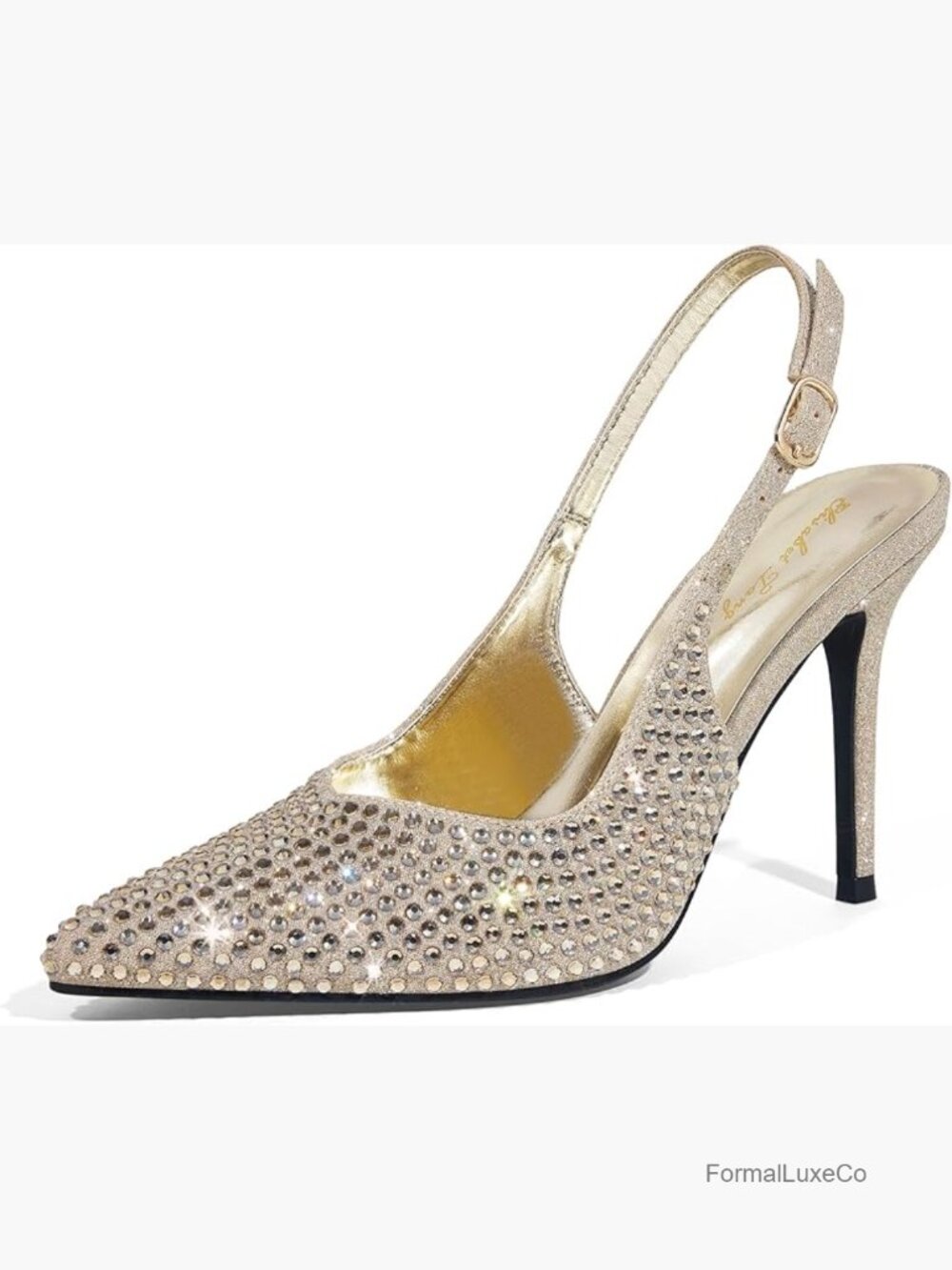Adjustable Slingback Pumps Pointed Toe Stilettos Heels Wedding Prom Shoes 3.7in